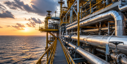 Tubos de aço em plataforma petrolífera, para condução de água, óleo e gás