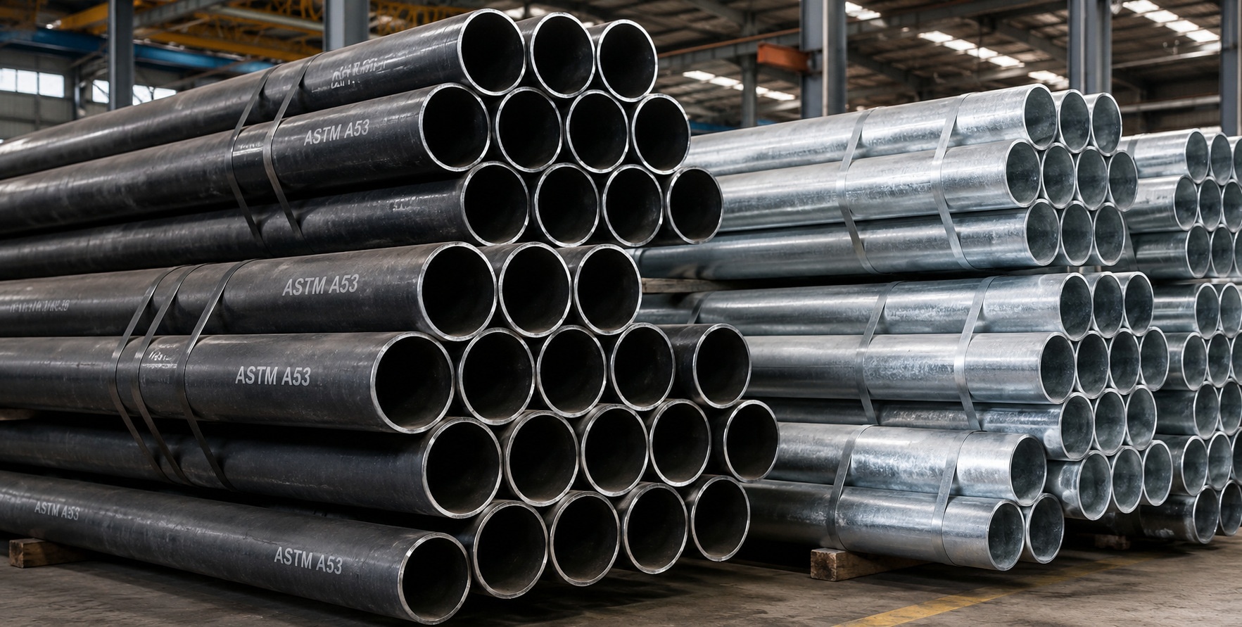 Tubos ASTM A53, que contempla tubos de aço pretos ou galvanizados